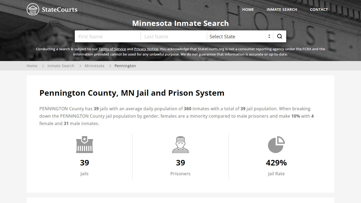 Pennington County, MN Inmate Search - StateCourts