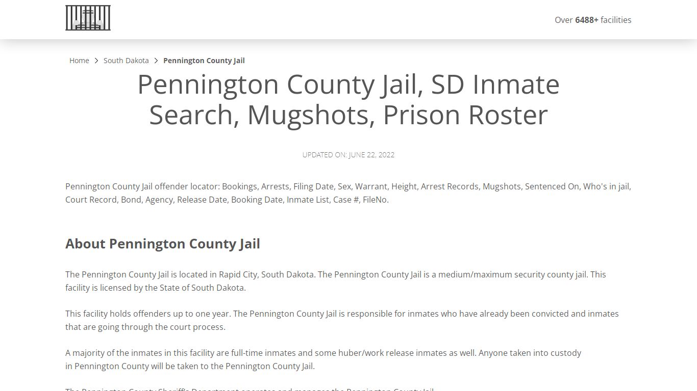 Pennington County Jail, SD Inmate Search, Mugshots, Prison ...
